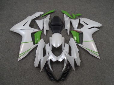 Pearl White and Green 2011-2024 GSXR 600-750 Fairings