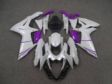 Pearl White and Purple 2011-2024 GSXR 600-750 Fairings