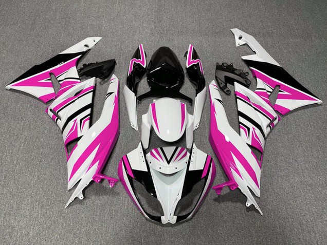 Pink White and Black Zag 2009-2012 ZX6R Fairings