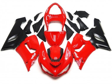 Plain Gloss Red White Decals 2005-2006 ZX6R Fairings