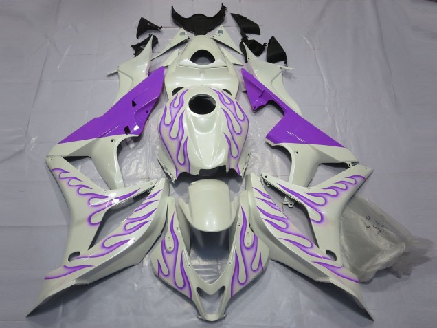 Purple Flame on White 2007-2008 CBR600RR Fairings