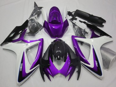 Purple & White Debadged 2006-2007 GSXR 600-750 Fairings