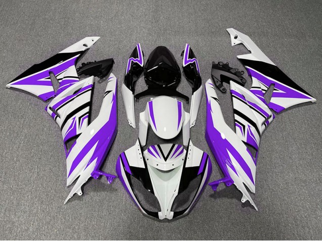 Purple White and Black Zag 2009-2012 ZX6R Fairings