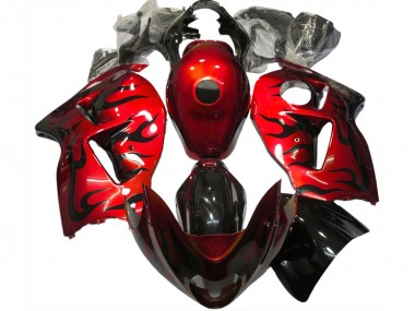 Red & Black Flame 1997-2007 GSXR 1300 Hayabusa Fairings