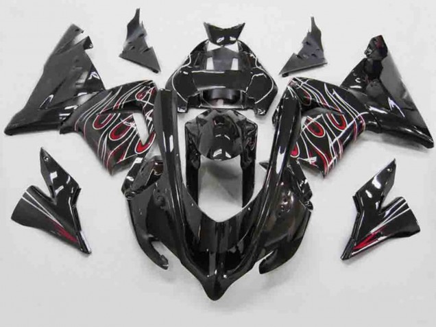 Red Black Flame 2004-2005 ZX10R Fairings