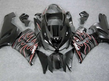 Red Black Flame 2005-2006 ZX6R Fairings