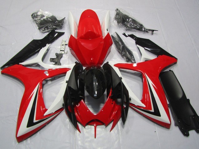 Red Black and White 2006-2007 GSXR 600-750 Fairings