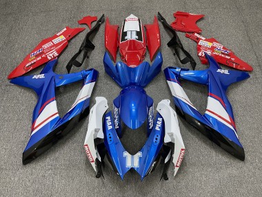 Red Blue and White Gloss Custom Style 2008-2010 GSXR 600-750 Fairings