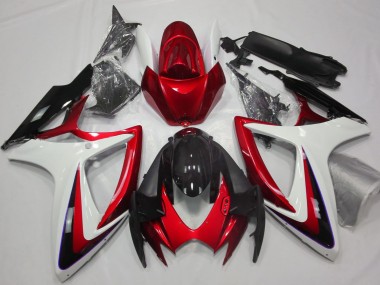 Red & White Debadged 2006-2007 GSXR 600-750 Fairings