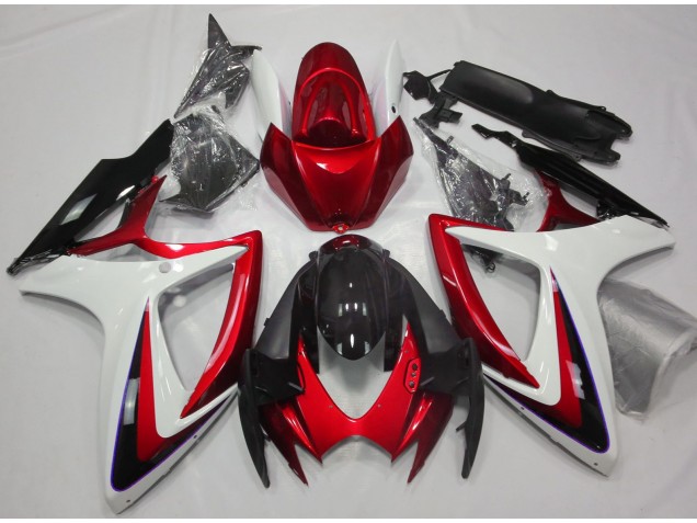 Red & White Debadged 2006-2007 GSXR 600-750 Fairings