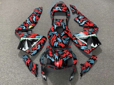 Red and Blue Camo 2003-2004 CBR600RR Fairings