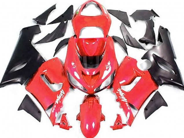 Red and Matte Black 2005-2006 ZX6R Fairings