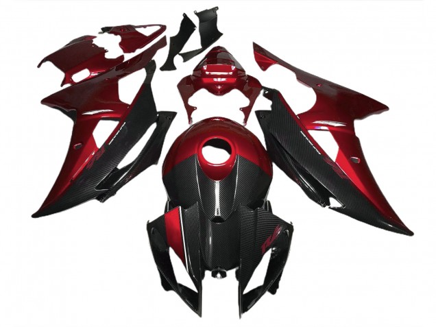 Red w Carbon Fiber Style 2008-2016 R6 Fairings