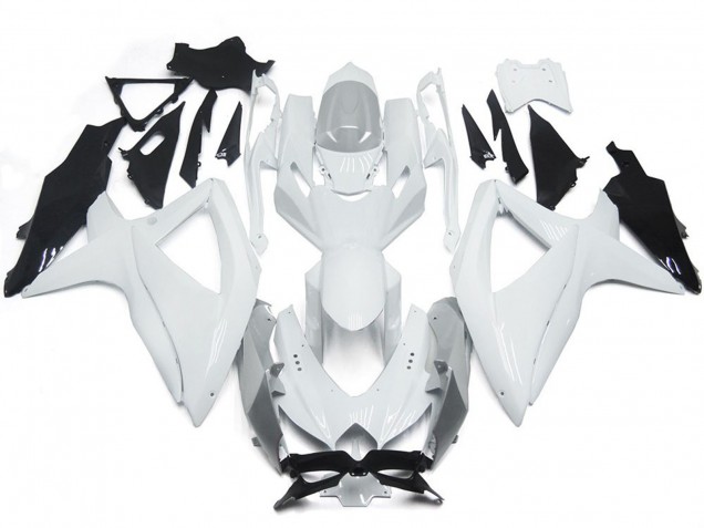 Shining Gloss White With Silver 2008-2010 GSXR 600-750 Fairings