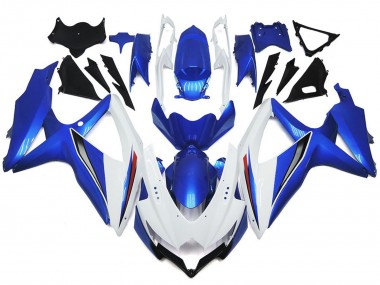 Shining Gloss White With Silver and blue 2008-2010 GSXR 600-750 Fairings