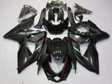 Silver Black and Red 2009-2016 GSXR 1000 Fairings