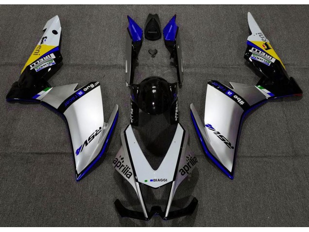 Silver Pirelli & Blue 2010-2015 RSV4 1000 Fairings