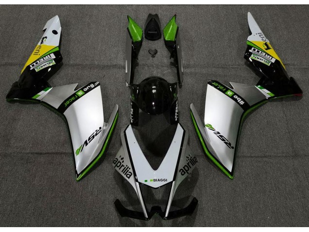 Silver Pirelli & Green 2010-2015 RSV4 1000 Fairings