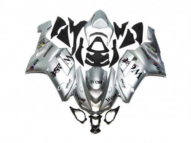 Silver West Gloss 2007-2008 ZX6R Fairings