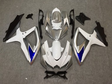 Silver White Blue 2008-2010 GSXR 600-750 Fairings