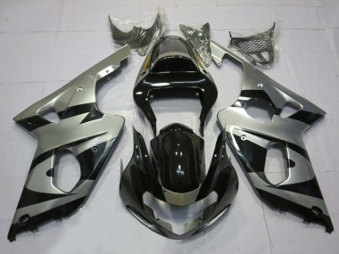 Silver and Black OEM Style 2000-2002 GSXR 1000 Fairings