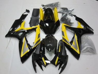 Silver and Black Yellow 2006-2007 GSXR 600-750 Fairings