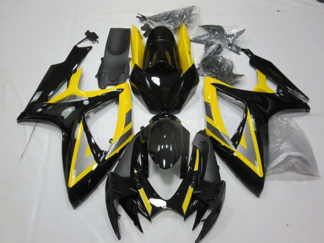 Silver and Black Yellow 2006-2007 GSXR 600-750 Fairings