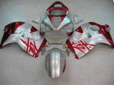 Silver and Red 1997-2007 GSXR 1300 Hayabusa Fairings