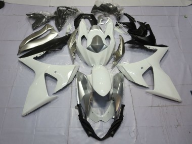 Silver and White 2009-2016 GSXR 1000 Fairings