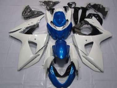 White and Blue 2009-2016 GSXR 1000 Fairings