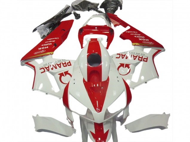 White and Red Custom 2005-2006 CBR600RR Fairings