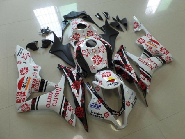 White and Red Nastro Azzurro 2007-2008 CBR600RR Fairings