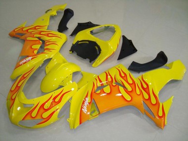 Yellow Orange Flame 2006-2007 ZX10R Fairings