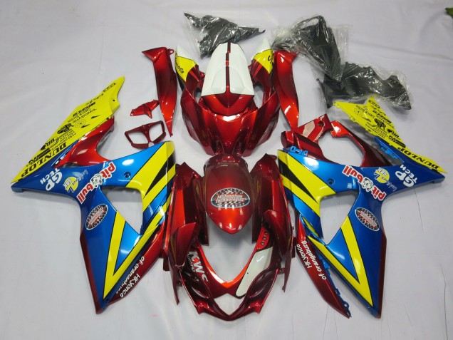 Yellow Red and Blue 2009-2016 GSXR 1000 Fairings