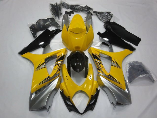 Yellow Silver 2007-2008 GSXR 1000 Fairings