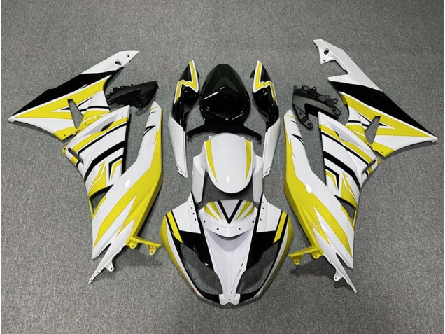 Yellow White and Black Zag 2009-2012 ZX6R Fairings