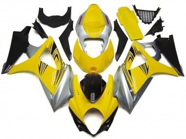 Yellow and Silver OEM Style 2007-2008 GSXR 1000 Fairings