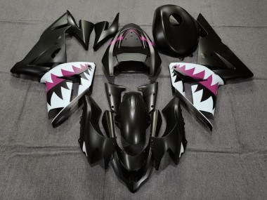 Matte Black and Pink Shark 2004-2005 ZX10R Fairings